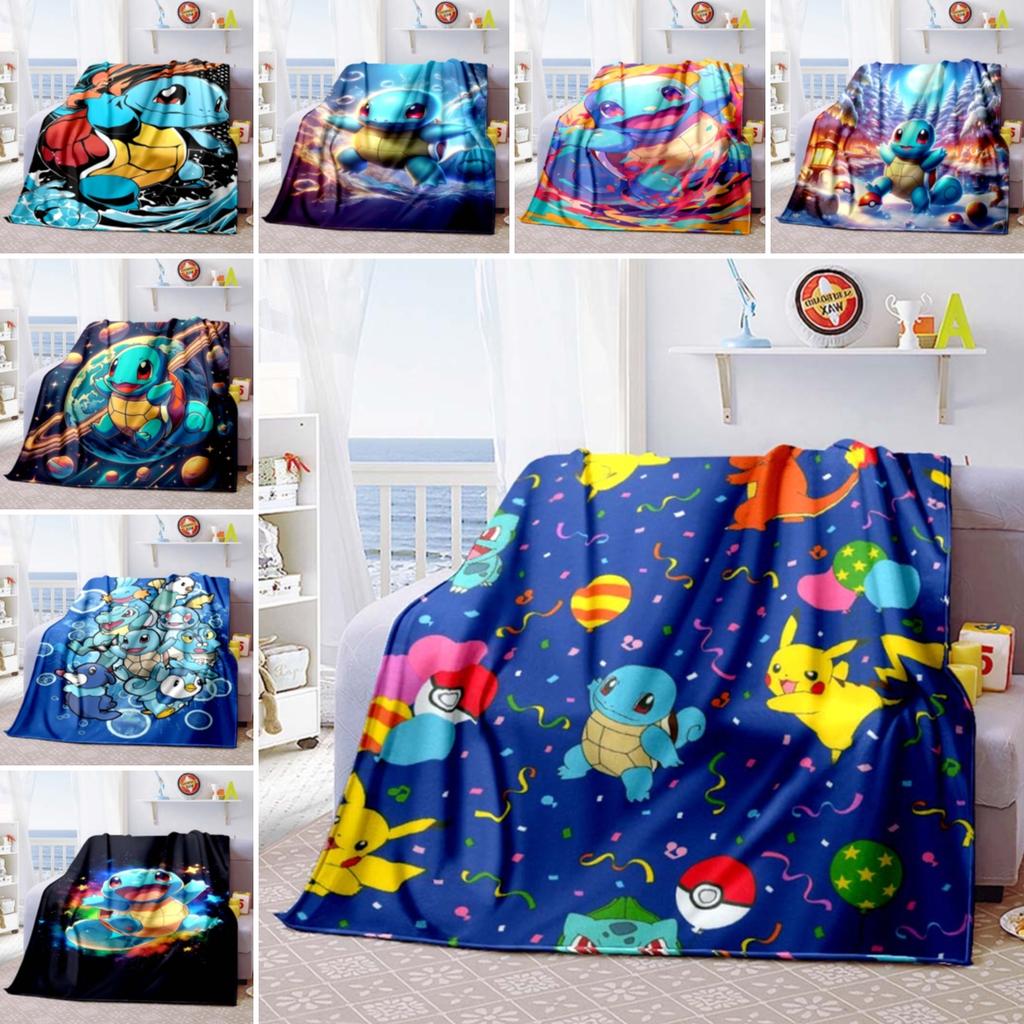 Pokem-Squirtles Decorative Blanket School Bedroom Decoration Fluffy Soft Blankets for Bed Bedspread the Sofa Throw Warm Winter89