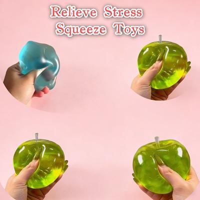 Squishy Green Apple Stress Ball Soft Fidget Sensory Toy For Adhd Autism Slow Rebound Squeeze Toy For Adults Christmas Gift