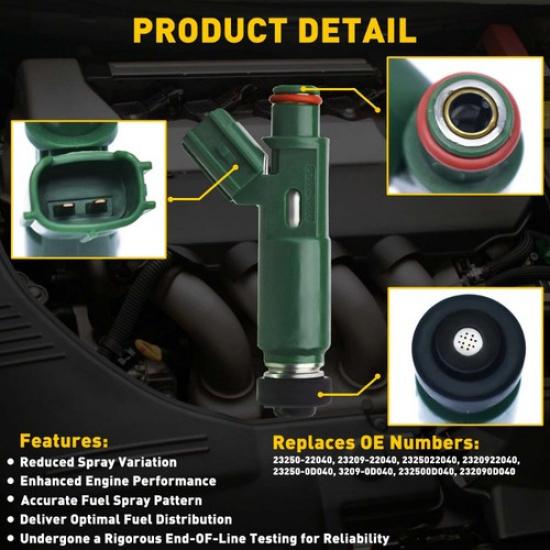 4PCS Fuel 00-04 For Injector Toyota 1.8L Celica Corolla Mr2 Spyder 03-06 Matrix