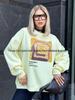 Cozy American-Style Bread Print Thickened Round Neck Pullover Hoodie for Women