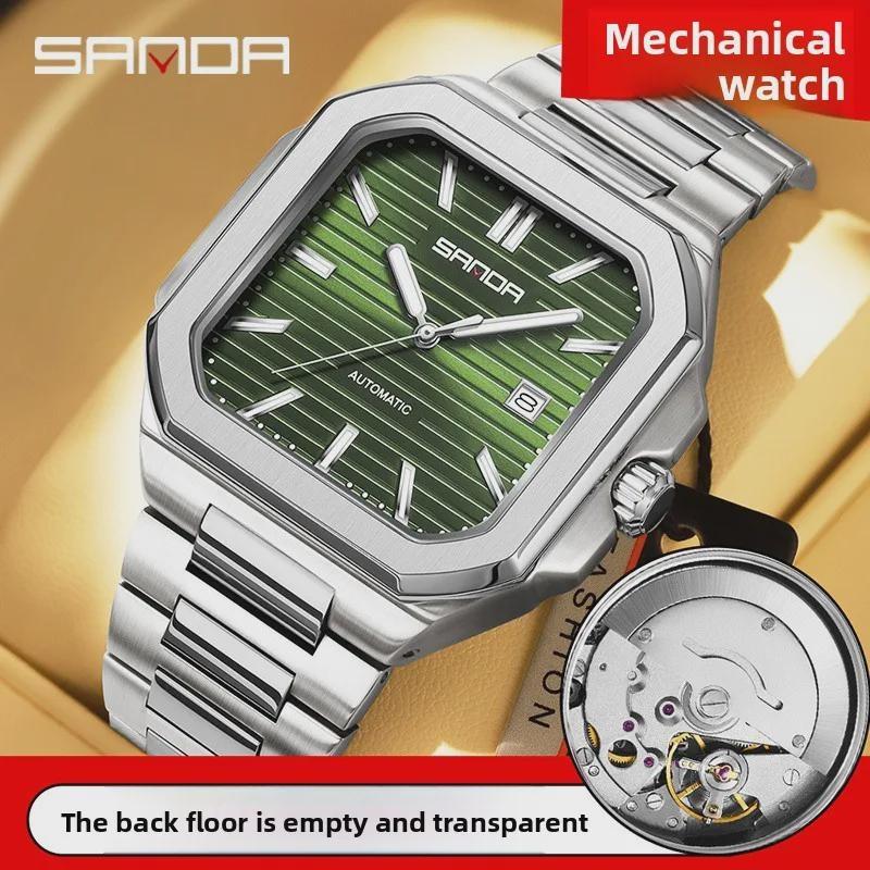 Men's Mechanical Square Watch Waterproof Calendar Solid Steel Strip Leisure Business Mechanical Watch