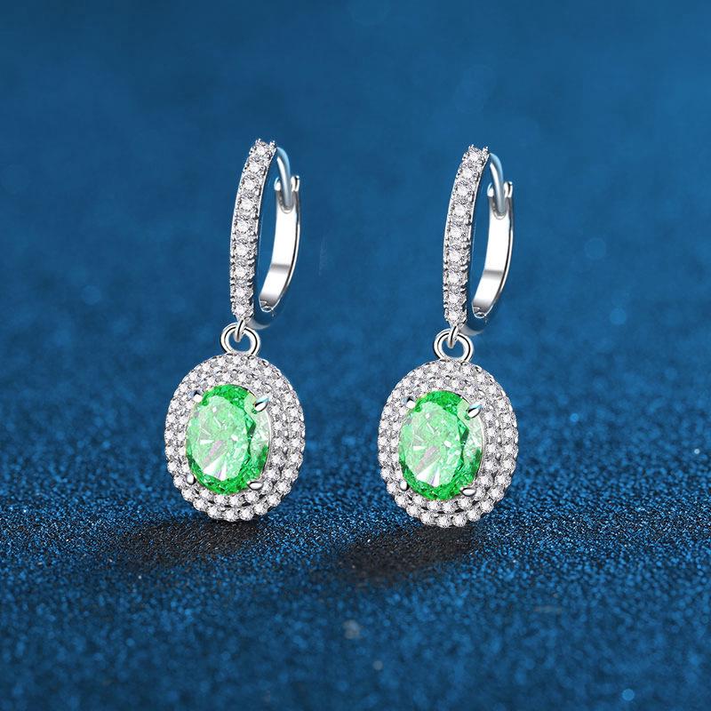 S925 Sterling Silver Radiant-Cut High Carbon Diamond Multicolor Earrings - Women's Luxury Fashion Ice Flower Design