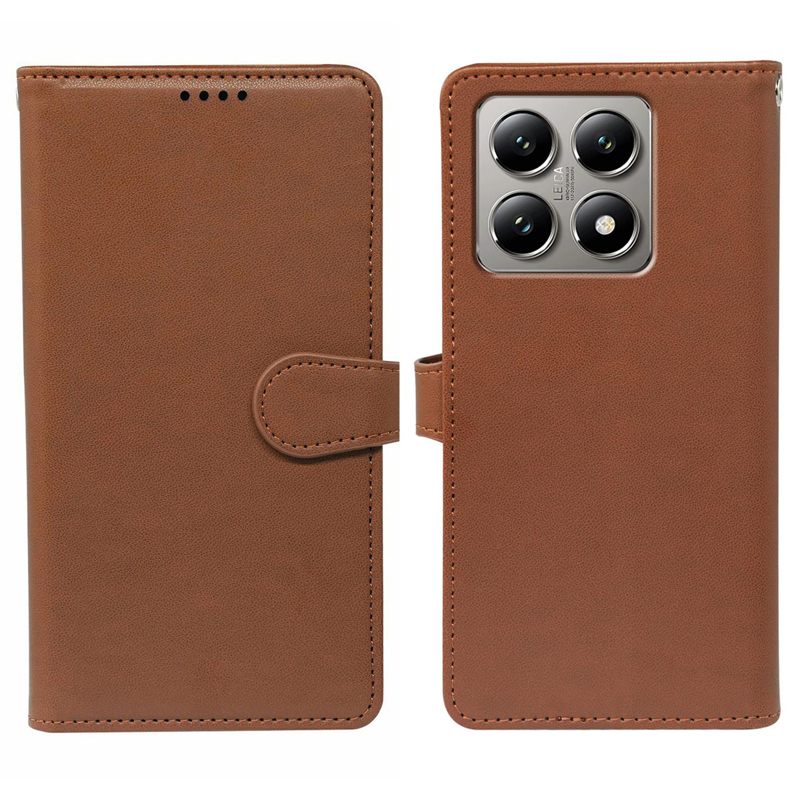 

Чохол для Xiaomi 14T Pro з 9 відділеннями для карток, PU шкіра, підставка, чохол для телефону Brown