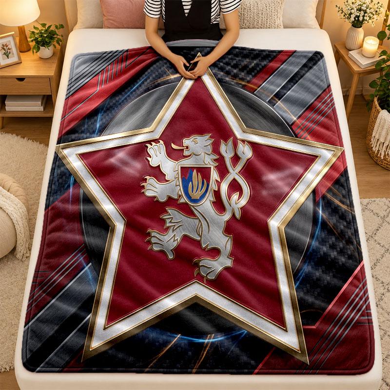 Flannel BlanketCzech Republic Football Warm Soft Throw Blanket for Indoor Sofa Bed Living Room Use