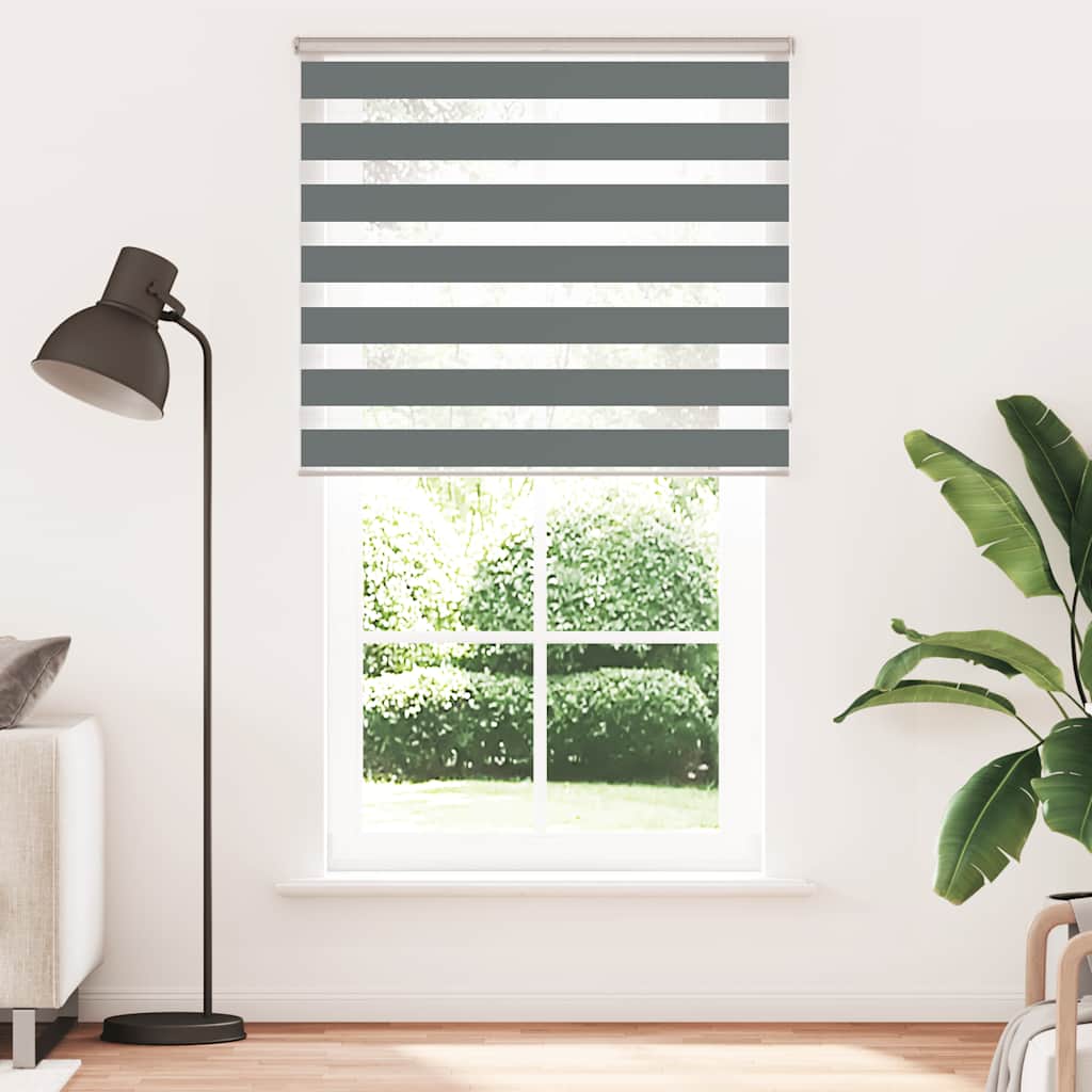 Zebra Roller Blind, Dark Grey, Fabric Width 125.9Cm, Polyester