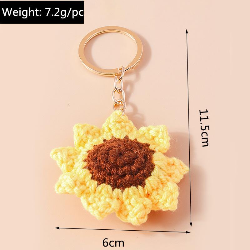 Knitted Sunshine Sunflower For Women Girl Cute Crocheted Flower Pendant Car Gifts Bag Charm