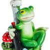 Red Mushroom Drinking Frog Statue Holding Beer Bottle Sitting Frog Resin Figurine Animal Sculpture Indoor Outdoor Garden Decoration Ornament