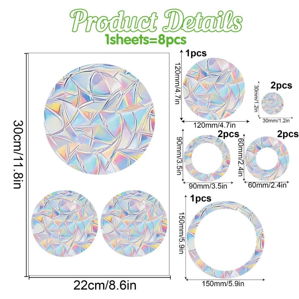 Christmas Windows Rainbow Prism Stickers Rainbow Film for Window Glass Clings Static Removable Suncatcher Decal Sticker