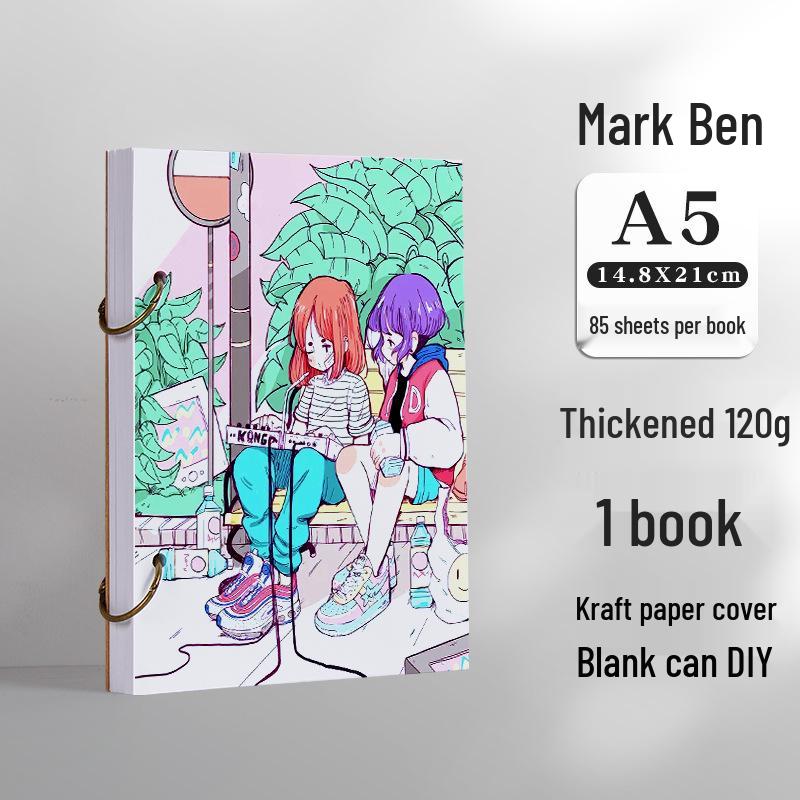 Szkicownik A5 na spirali dla uczniów szkół podstawowych - Kompaktowy, gruby, w twardej oprawie, poziomy