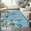 Chic Teal And Pink Rose Rug With Bird And Butterfly Pattern - Quick Drying, Machine Washable, Suitable For Living Room, Bedroom