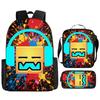Cartoon Geometry Dash Kinder Schulrucksack mit Umhängetasche Federmäppchen Schultaschen für Jungen Mädchen Bestes Geschenk