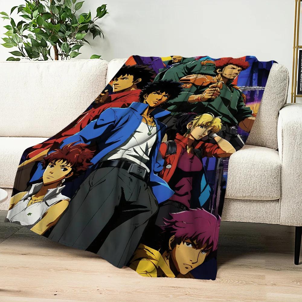Warm Plush Anime Flannel Blanket for Living Room Sofa TV Office Bedroom Travel Gift CCOWBOY BBEBOP Series