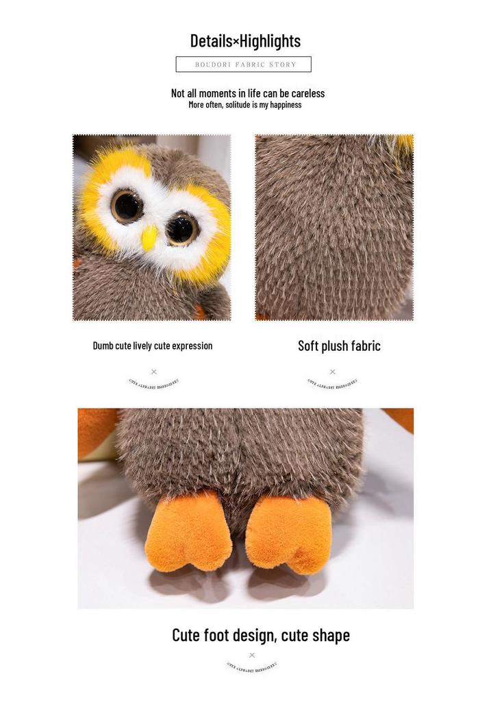 Adorable Big-Eyed Owl Plush Toy – Cartoon Stuffed Animal Doll for Kids' Birthdays