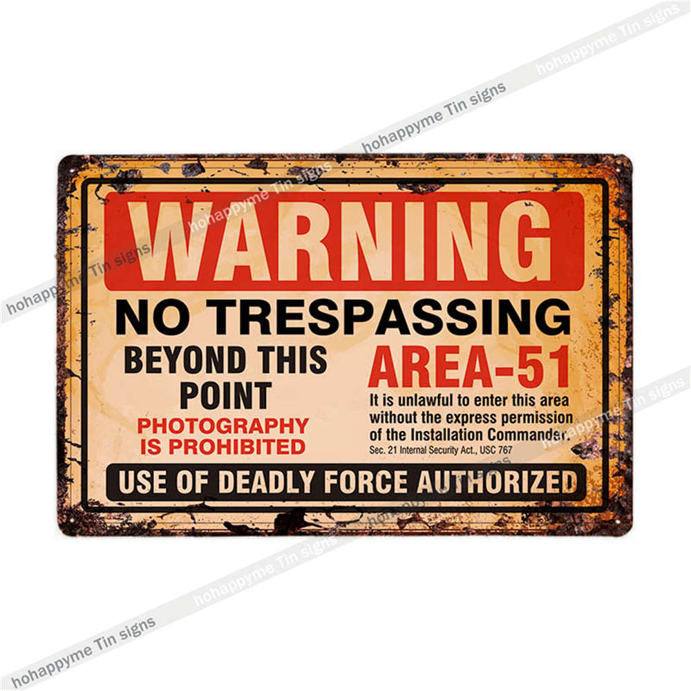 Metal Plate Sign Area 51 UFO Retro Decorative Wall Plaque Pub Club Bar Accessories Tin Painting Poster Vintage Home Decor20x3