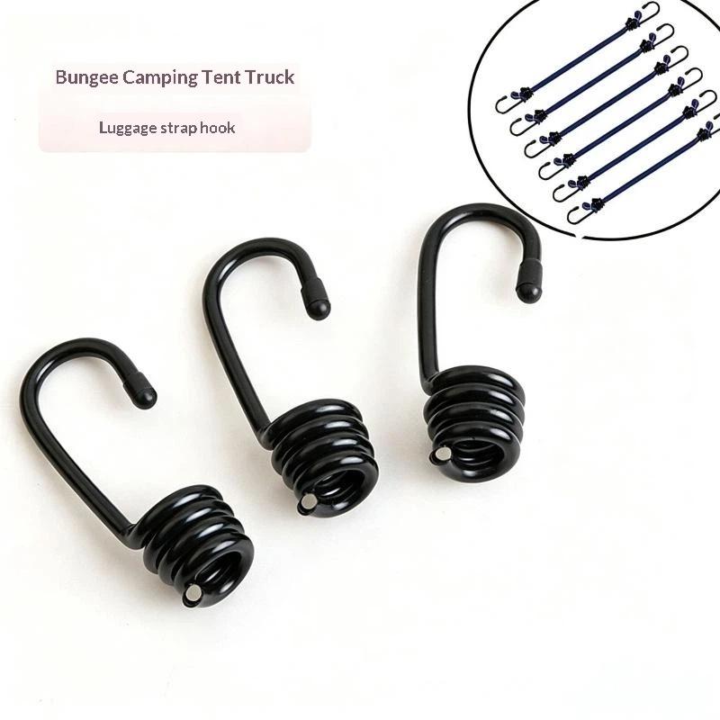10Pcs Metal Spiral Cord Hook Heavy Duty Strong Load Capacity Black Cargo Net Hooks Universal Fastener Accessories For Atv