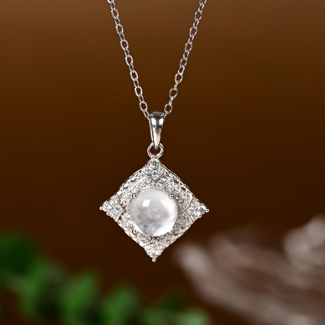 S925 Sterling Silver Jade Butterfly Snowflake Pendant Necklace - Chinese Style Clavicle Chain S925 Silver