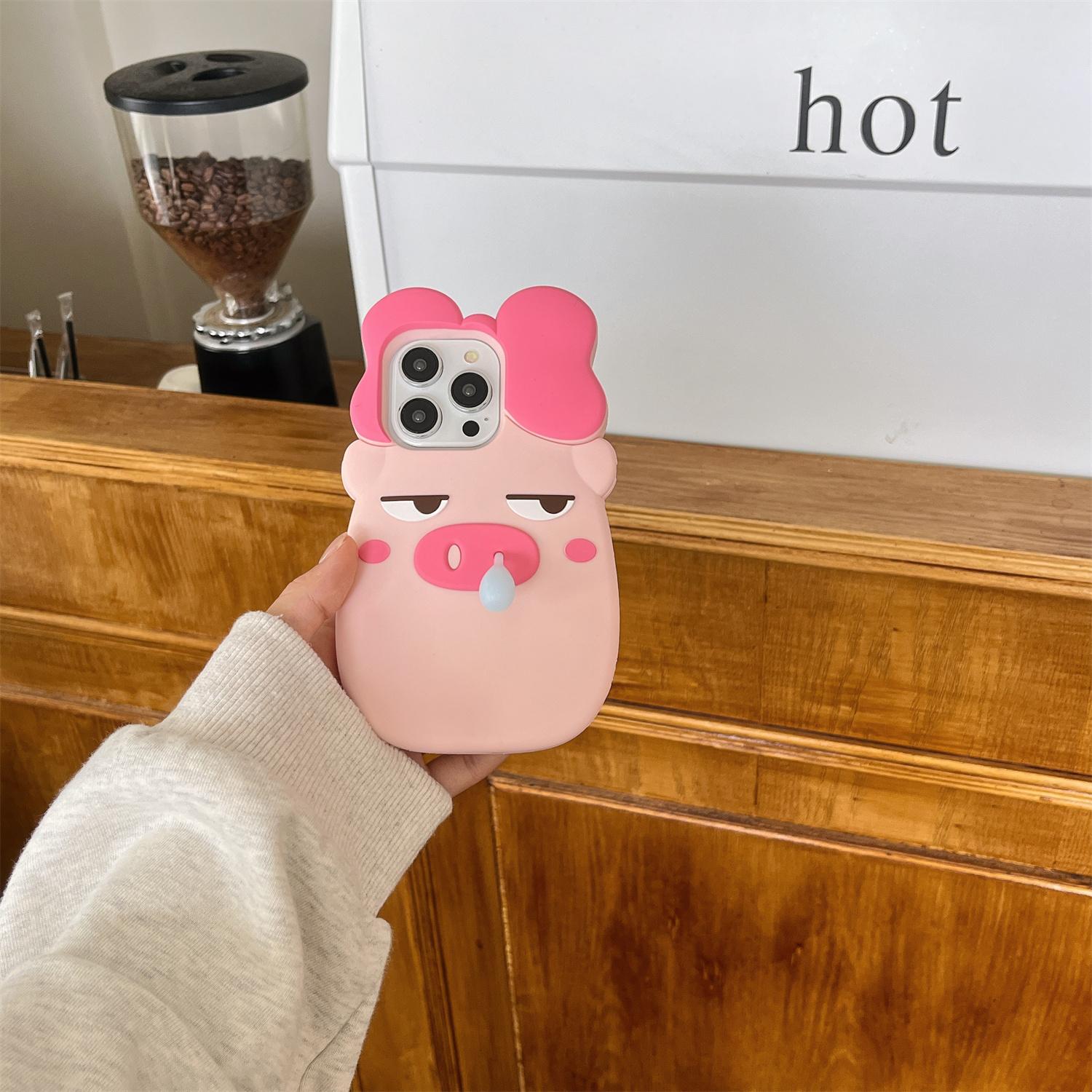 

For iPhone 16 Pro Silicone Case Cute Snot Pig Design Shockproof Phone Back Cover As Shown A