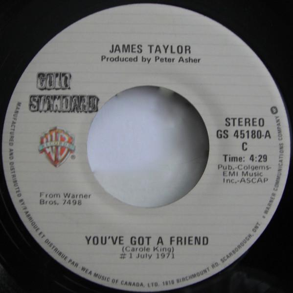 

7-дюймовая пластинка JAMES TAYLOR Youve Got A Friend Fire Rain GS45180 Warner Bros. Канада Рок Использованный