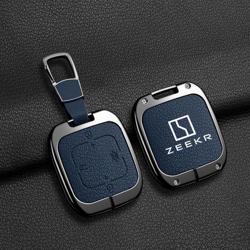 Interior Mouldings For Zeekr 7X 2024 2025 Zinc Alloy Leather Car Remote Key Case Cover Fob Protector Shell Holder Auto Keychain