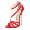 Women Metal Super High Heel Sandals Peep Toe Ankle Strap Sexy Single Shoes for Nightclub Party Catwalk Show Dance Cross Dressing
