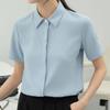 Navava Women Simple Office Solid Collar Short Sleeve Shirt Nb2595