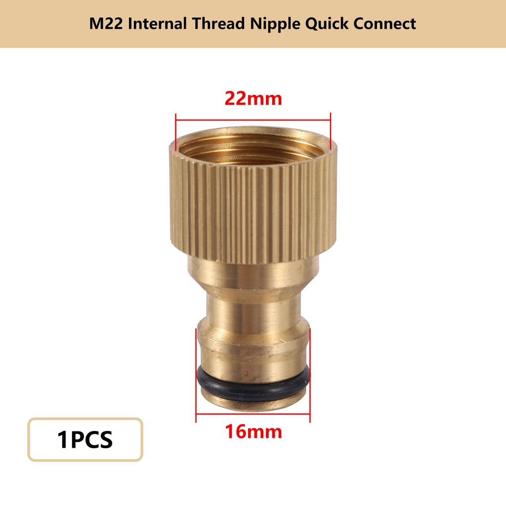 1/2" 3/4" 1" Threaded Brass Quick Connector M22/24 Nipple Fitting Garden Hose Quick Connect Faucet Adapter Water Hose Connector