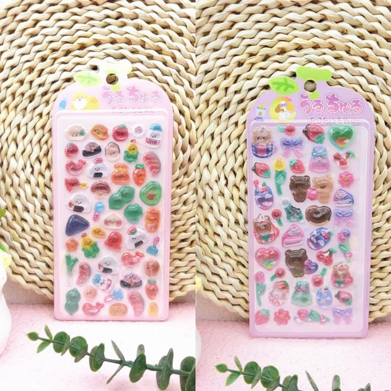 New 3D Relief Stickers Cartoon Animals Food Creative Cute Aesthetic Stickers DIY Phone Case Journal Fun Fashion Decoration Stick