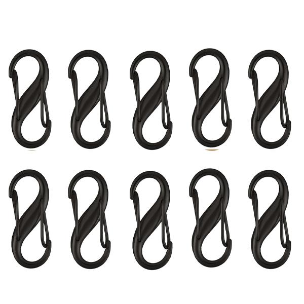 

10PCS Zipper Lock Clips Replacement Zipper Pulls Small Dual Opening Spring Buckle for Camping Fishing Traveling Outdoor Sports чёрный