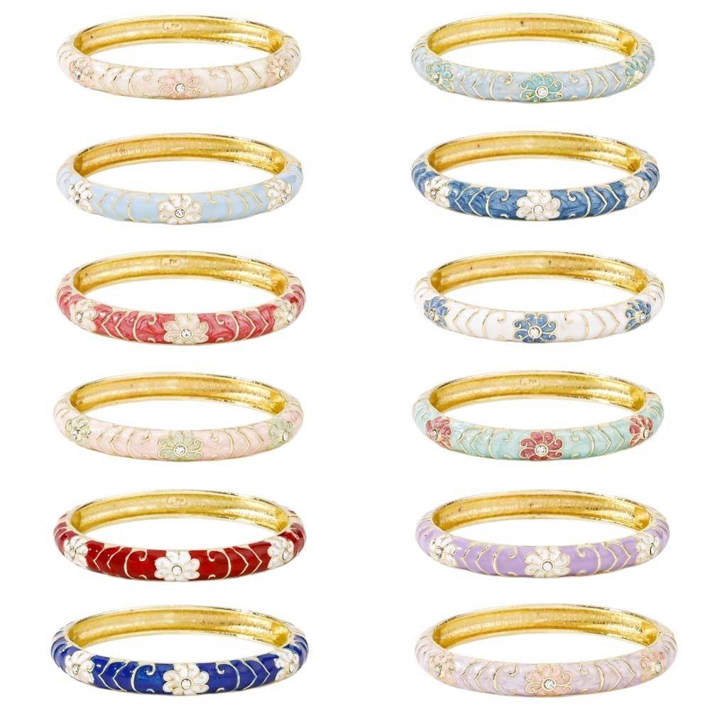Enamel Vintage Cloisonne Bangle Big Floral Traditional Chinese Flower Bangle Classic Vintage Women's Hand Bracelet Jewelry Gifts