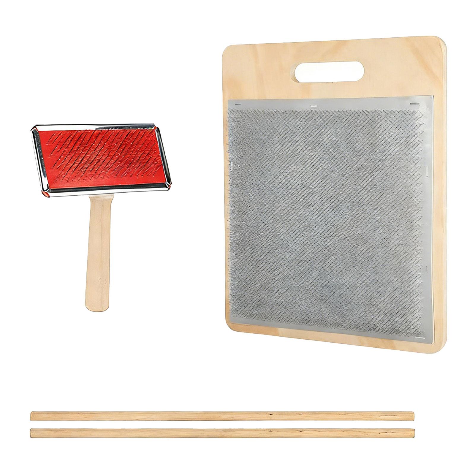 

Plant Fiber Processing Set Featuring Collapsible Carding Board And Brushes 1