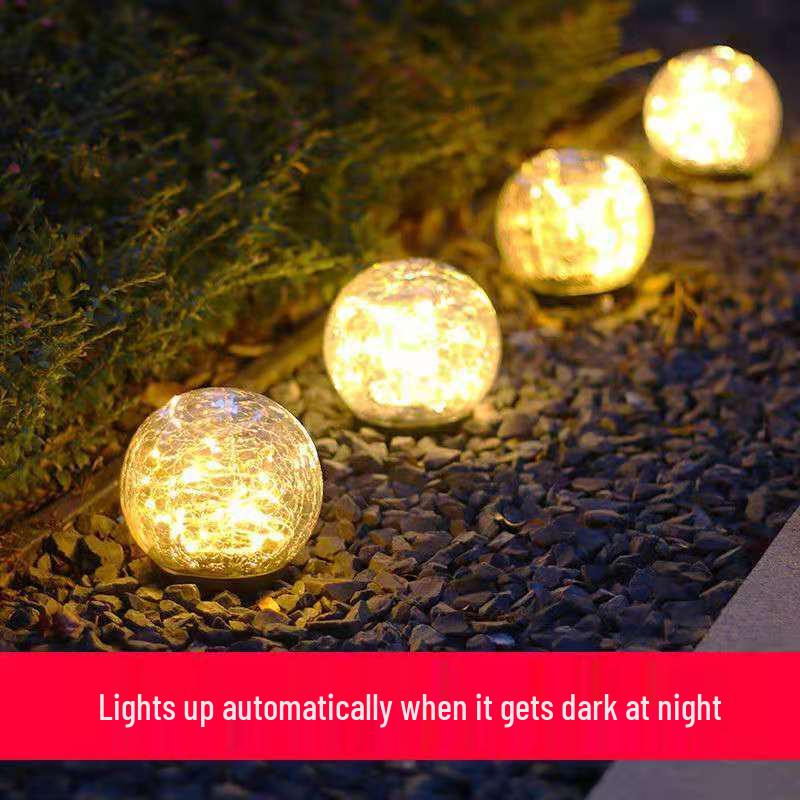 Solar-Powered Glass Crackle Light - Outdoor Garden Decoration, Creative Hanging Mason Jar for Christmas & Wishing Lights