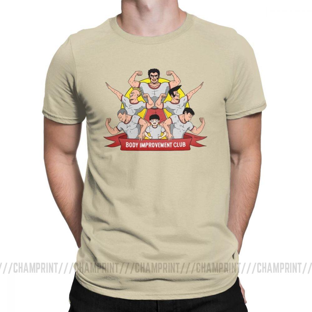 Herren S T-Shirt Mob Psycho 100 Körperverbesserungsclub Humor 100% Baumwolle T-Shirts Kurzarm