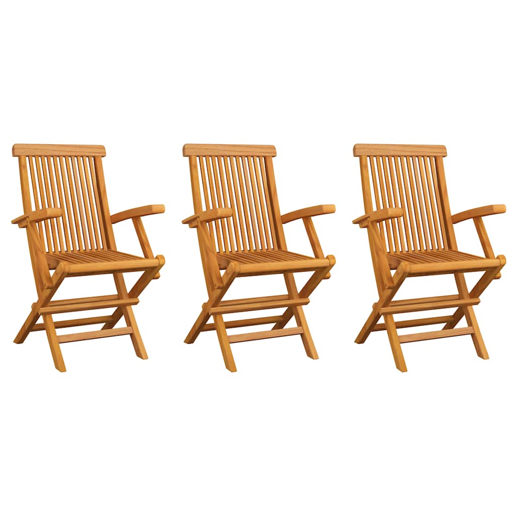 Garden Chairs with Beige Cushions 3 pcs Solid Teak Wood