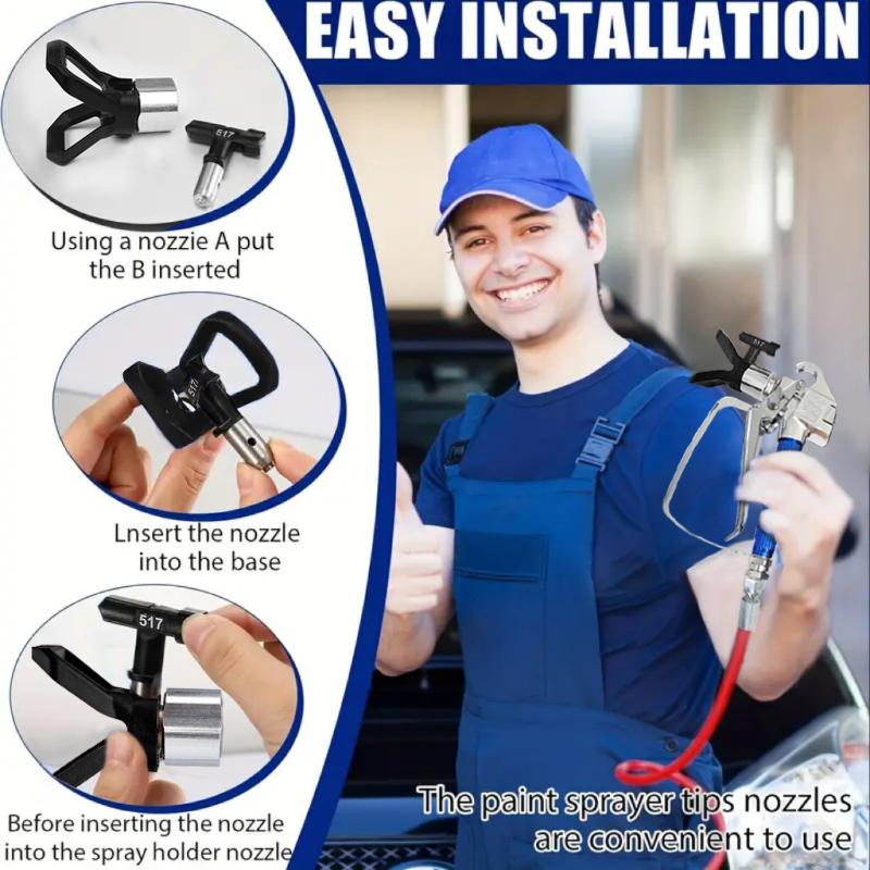 15-Piece Airless Spray Gun Set - 10 Sets of Reverse Nozzles and Nozzles + 3 Extension Rods + 2 Duck Seats, Suitable for Airless Spray Painting