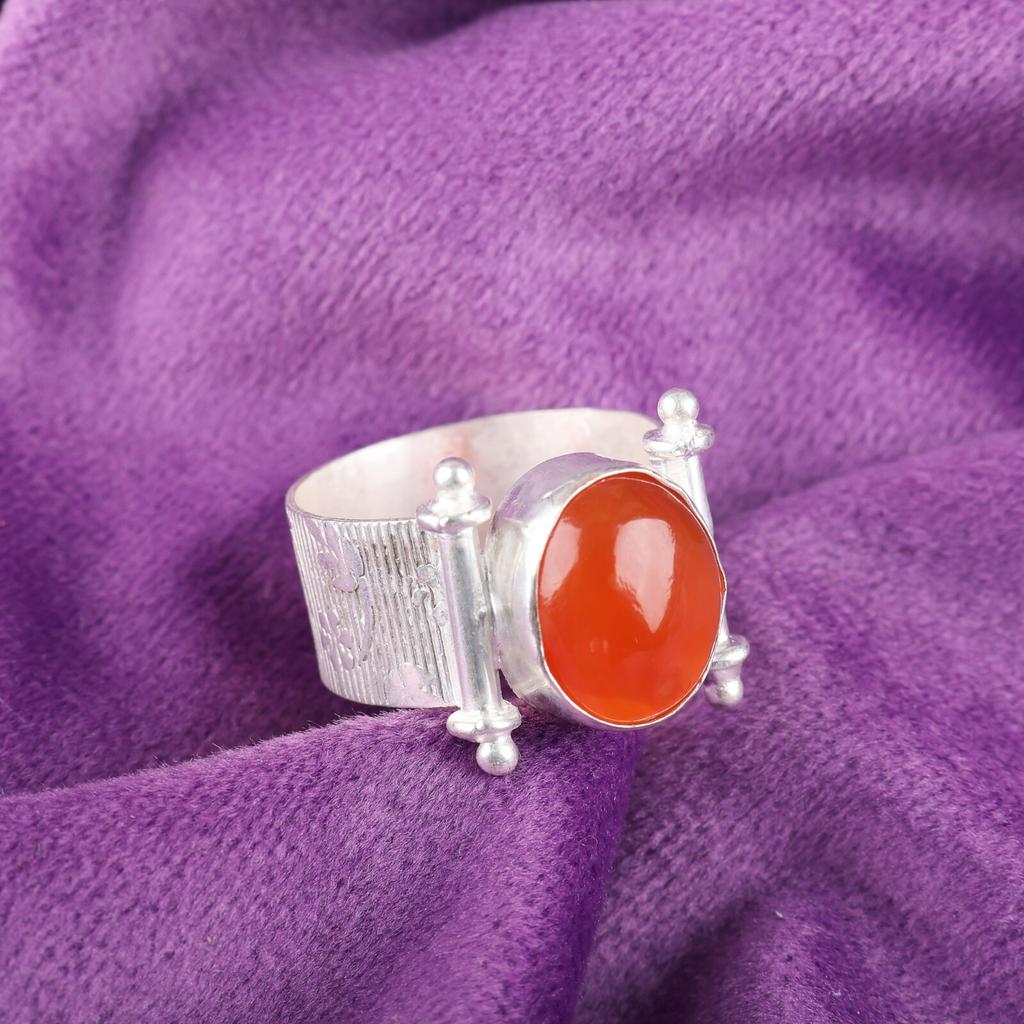 Natural Carnelian Gemstone 925 Sterling Silver Jewelry Handmade Ring For Women RR-22-31