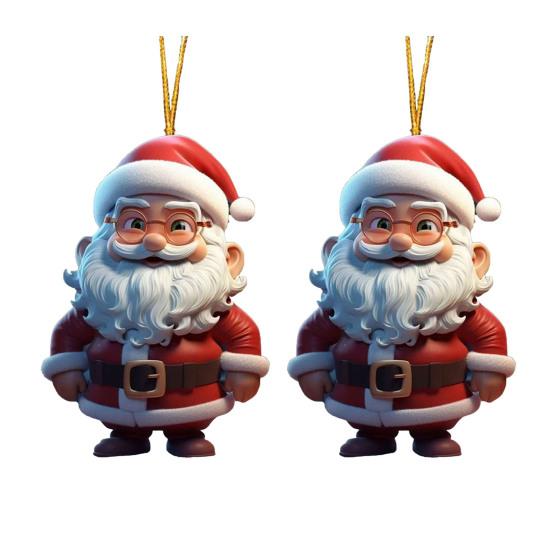 2/7 ks Vánoční Santa Claus Závěsná Dekorace Sváteční Párty Zimní Vánoční Strom 2D Plochá Akrylová Kreslená Závěsná Ozdoba Otec Vánoc