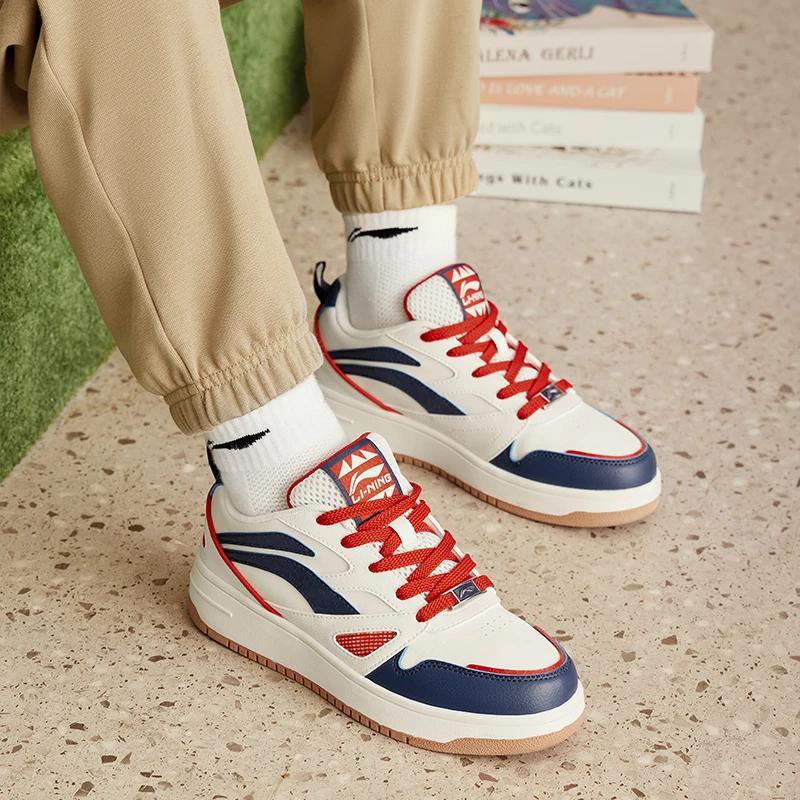 Li-Ning Cloud Non-Slip Shock Absorbing Lightweight Rebound Low-Top Kids Skate Shoes Kids Sneakers Blue White YKCT176-3