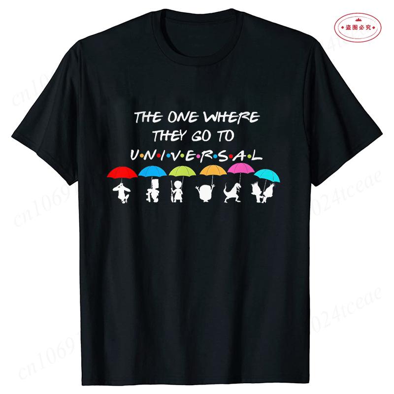 The One Where They Go To Universal T-Shirt for Women Clothing Friends Family Matching Party Tees Funny Umbrella Graphic Tops
