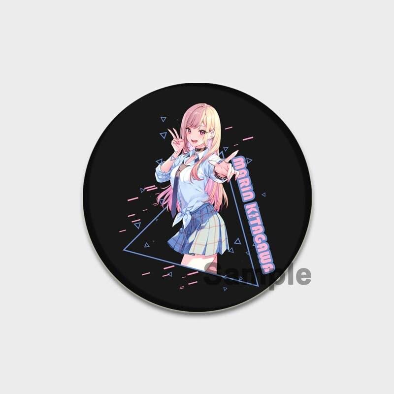 58MM My Dress-Up Darling Anime Brooches Kitagawa Marin Kuroe Shizuku Cosplay Badge Accessories Backpack Clothes Decoration XMAS Gift