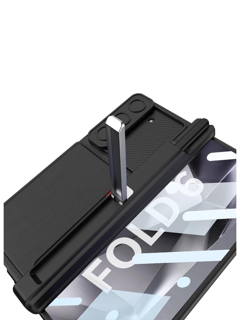 Samsung Z Fold 6 Magnetic Case with Hinge Protection, Pen Holder, Card Slot & Stand
