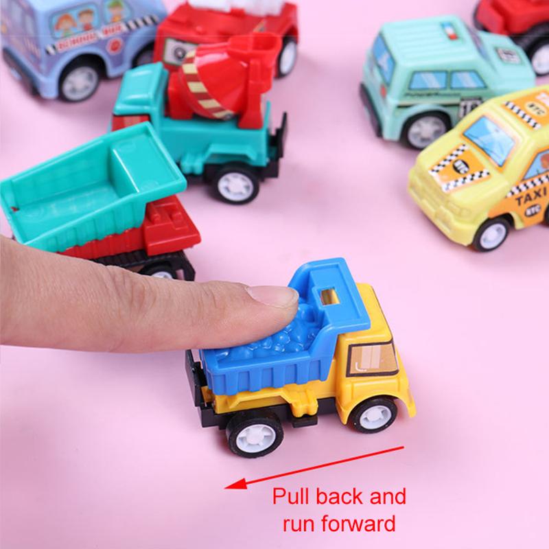 6Pcs/set Pull Back Car Set Party Favors Mini Inertial Engineering Vehicles for Kids Gifts Cartoon Cute Style Play Vehicles TMZ