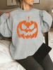 European and American Halloween Pumpkin Plus Size Long-Sleeve Crew Neck Sweatshirt