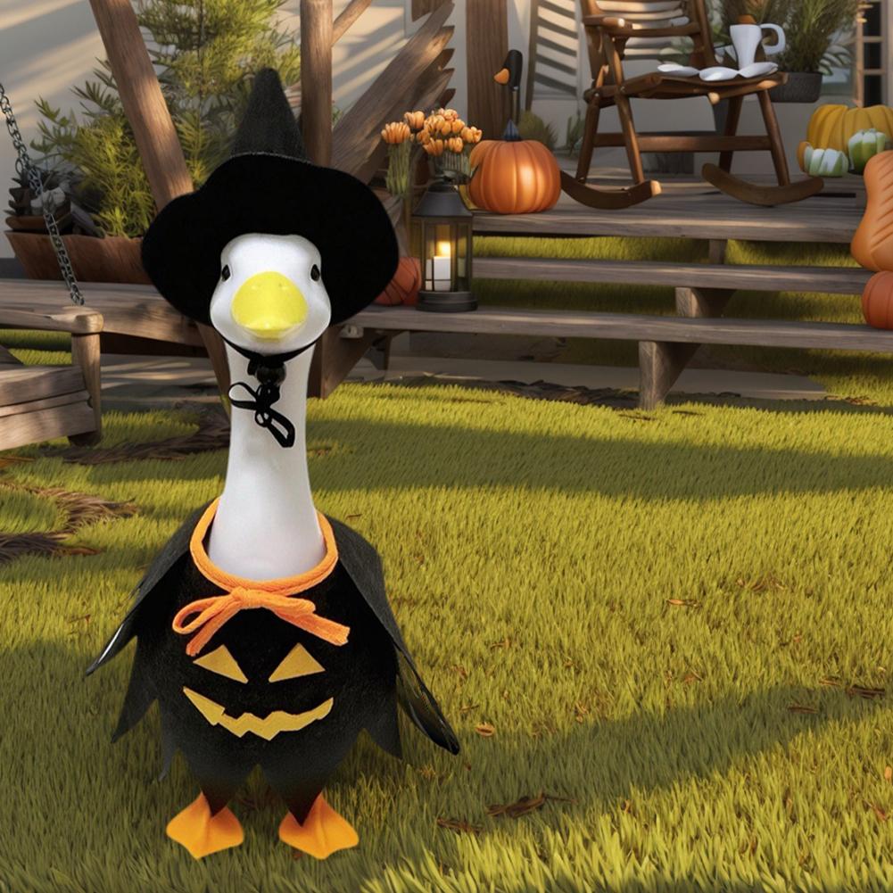 1 Set Halloween Porch Goose Outfits with Witch Hat Skirt Halloween Goose Costume Kit for Yard Decor Outdoor Terrace Fall Festiva