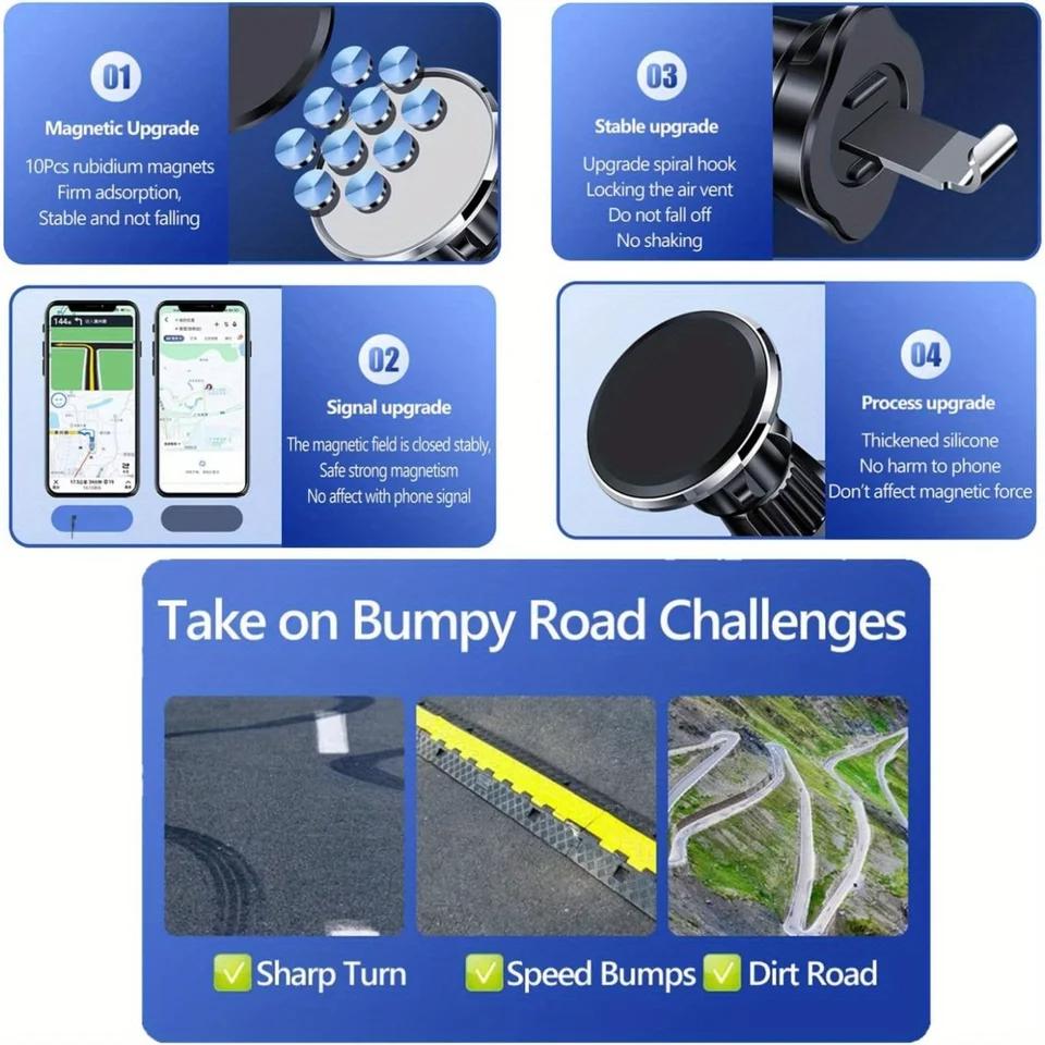 Suport auto Magsafe pentru telefon, Magnetism puternic Calitate premium Operare cu o singură mână Cârlig metalic Suport magnetic auto pentru telefon
