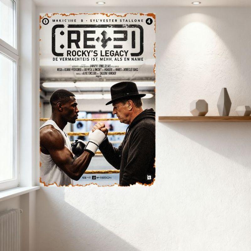 Creed II: Rocky's Legacy Vintage Metal Tin Sign, Boxing Gym Scene Art Plaque for Man Cave, Bar, Home Decor
