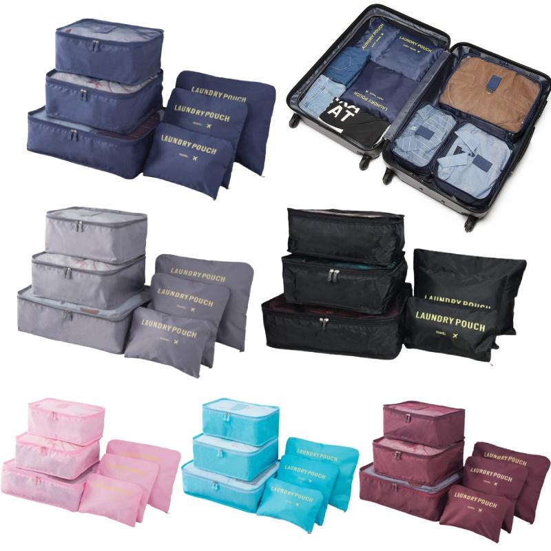 Qx Oxford Cloth Travel Storage Bag Suitcase Set Of 6 For Clothes And Underwear