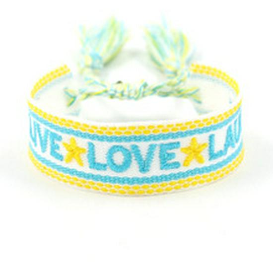 Ethnic Style Woven Bracelet with Embroidered Tassels - D Family DIY Promotion Wristband