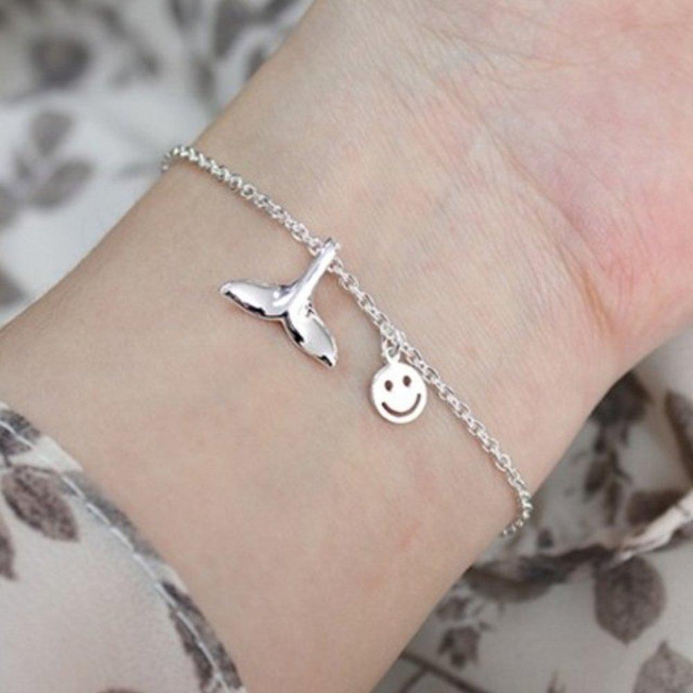 [As Little] Chain Bracelet Silver 925 Smile Whale Tail Charm