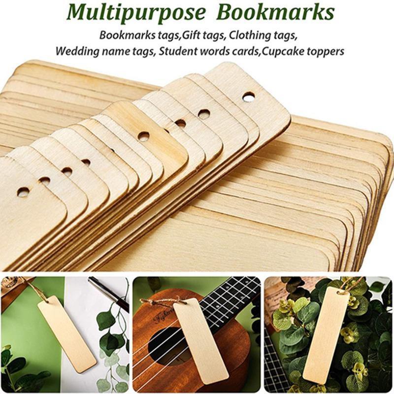 10/20/36pcs DIY Multipurpose Bookmarks Wooden Blank Tag Wooden Bookmark Blank Listing Tracery Ribbon Handmade Gift Office School Students