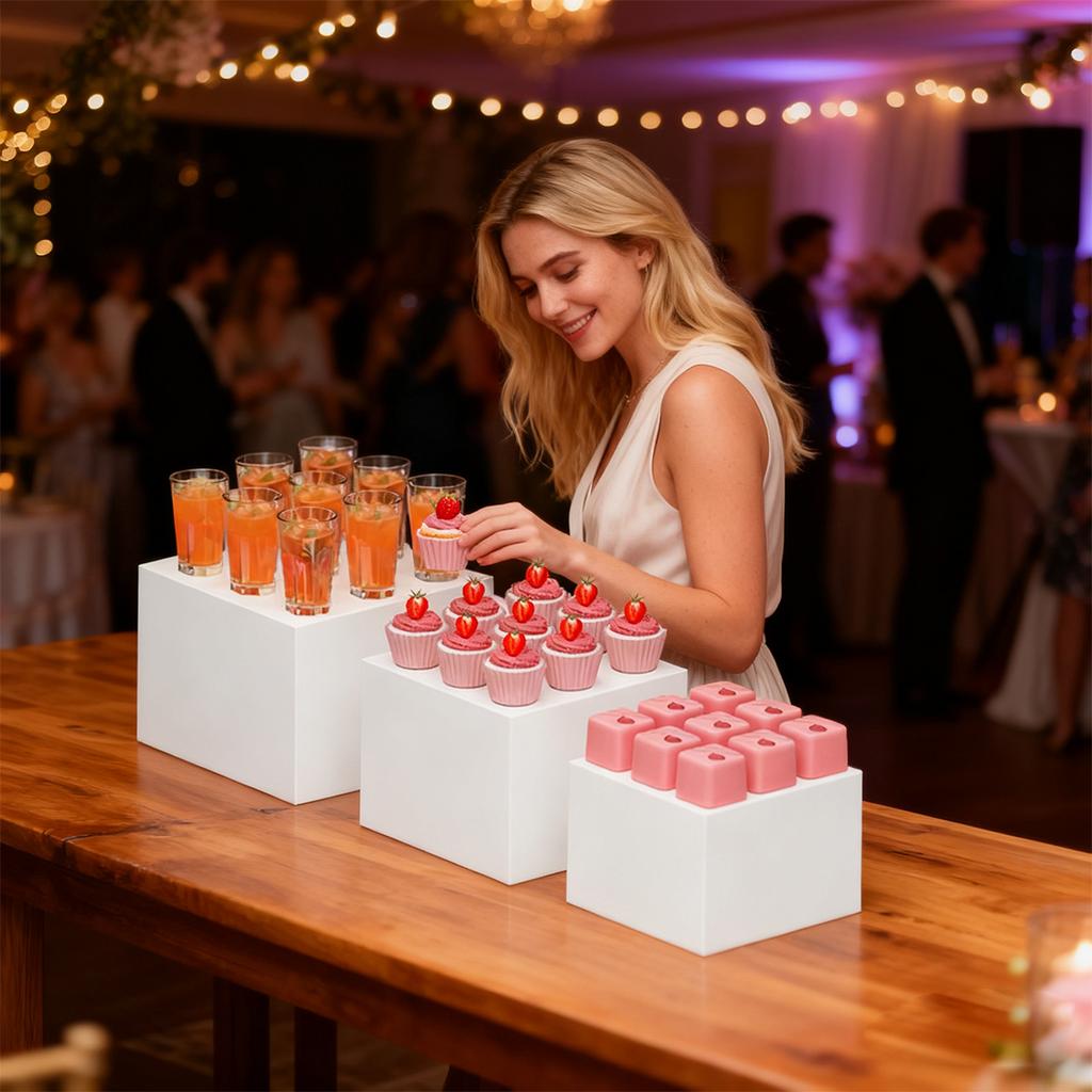 3 szt./4 szt. akrylowy biały/przezroczysty stojak na torty i desery, piętrowy pojemnik na torty, odpowiedni na wesela i urodziny